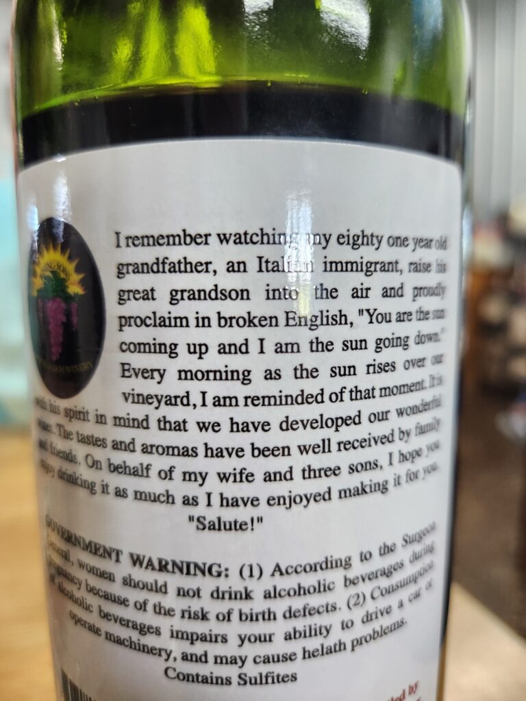 Rising Sons Winery Bottle Label